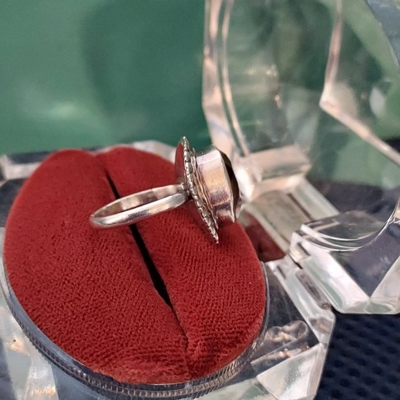 Sterling Orange tear drop  ring size 6.5 - Picture 3 of 12